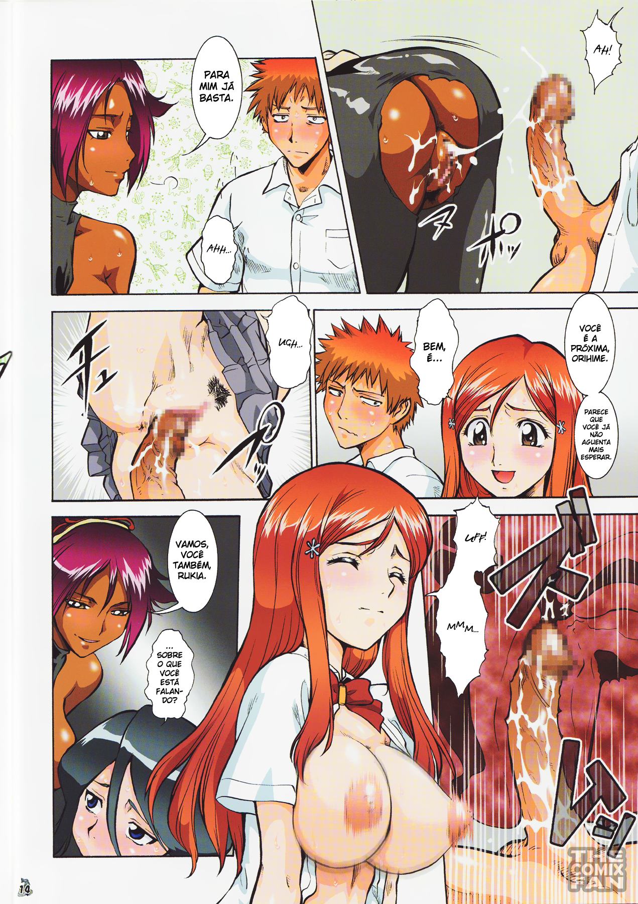 Ichigo comendo a Yoruichi e sua amiga Rangiku Hentai